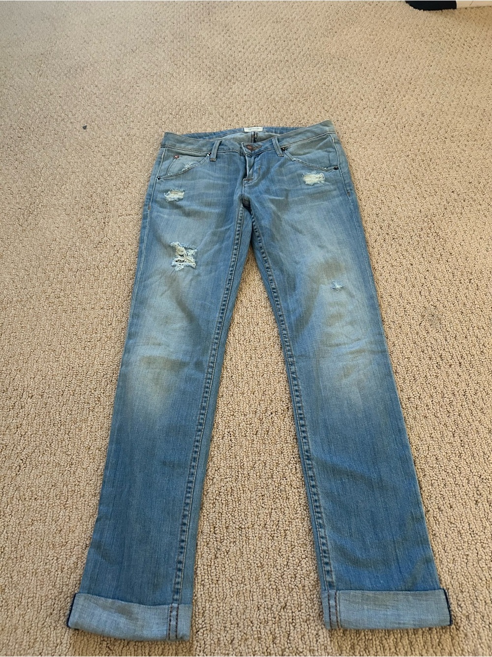 Hudson Jeans Light Blue Distressed Cropped Jeans